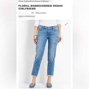 Talbots floral denim girlfriend jeans. Broken in well but great shape. Retail 89